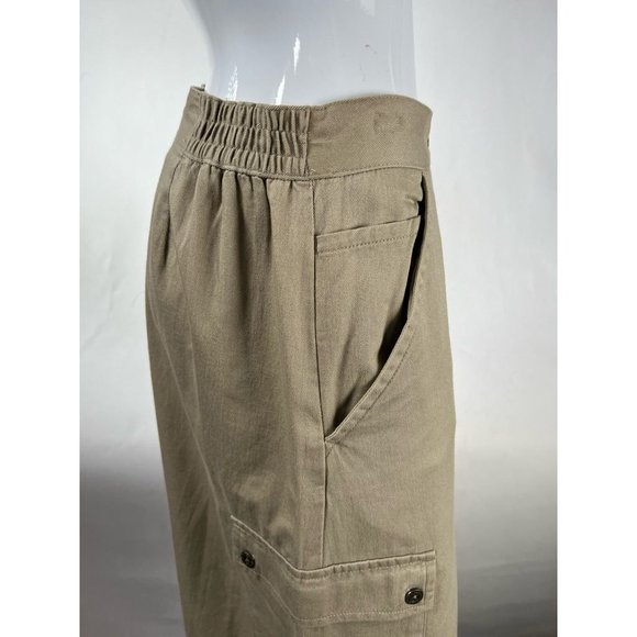 Original Ty Wear Womens A Line Skirt Khaki Tan Midi Pockets Petites 12P Vintage - Picture 7 of 12